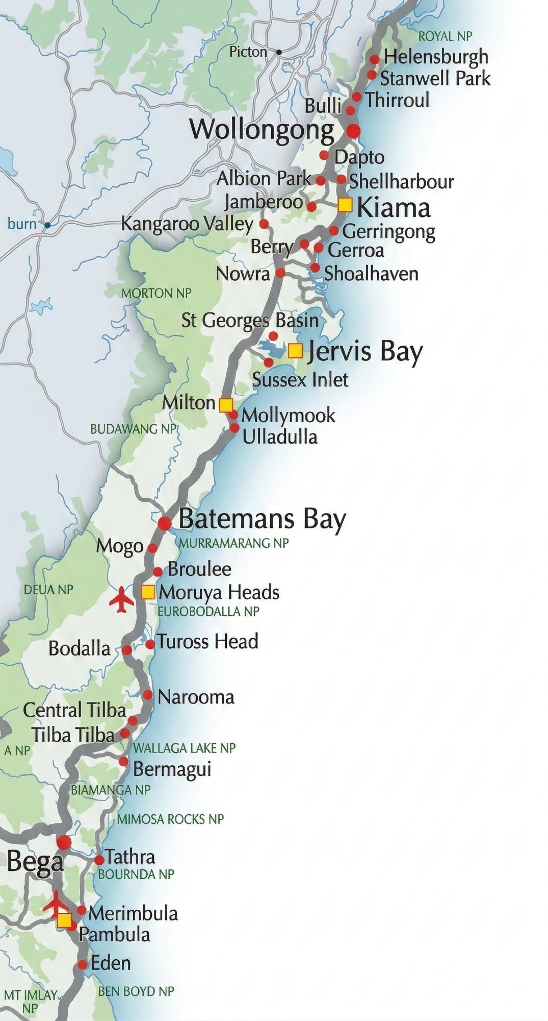 Cold Courier Services delivery corridor: Sydney to the NSW Victorian border via the South Coast